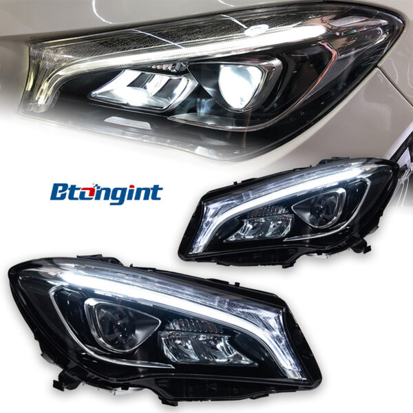 Fit For 2014‑2020 Mercedes‑Benz CLA Series Headlight Assembly, Upgrade LED Bi‑Xenon Projector Headlamp With Sequential Turn Signal