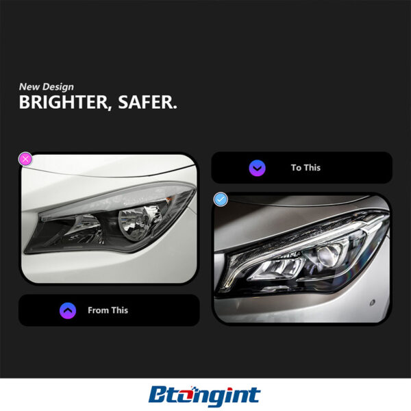 Fit For 2014‑2020 Mercedes‑Benz CLA Series Headlight Assembly, Upgrade LED Bi‑Xenon Projector Headlamp With Sequential Turn Signal