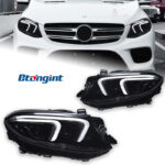 电商/产品标题可译为：  Headlight Assembly for 2015–2019 Mercedes-Benz GLE W166 – Retrofit New-Style LED DRL, Sequential/Flow Turn Signal, Projector Lens