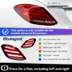 For 2015–2021 Mercedes-Benz C-Class W205 Taillights – Maybach Diamond Style LED Tail Lights with Running Light & Turn Signal