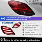 For 2015–2021 Mercedes-Benz C-Class W205 Taillights – Maybach Diamond Style LED Tail Lights with Running Light & Turn Signal