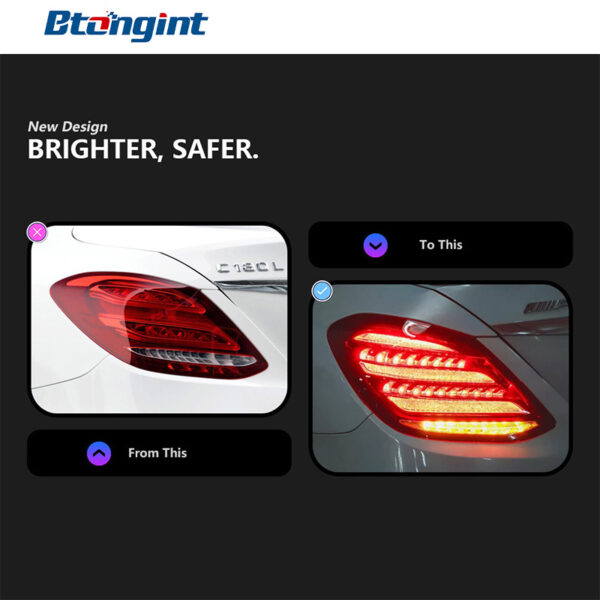 For 2015–2021 Mercedes-Benz C-Class W205 Taillights – Maybach Diamond Style LED Tail Lights with Running Light & Turn Signal