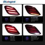 For 2015–2021 Mercedes-Benz C-Class W205 Taillights – Maybach Diamond Style LED Tail Lights with Running Light & Turn Signal