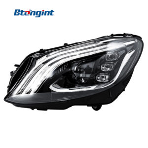 For 2015–2021 Mercedes-Benz C-Class W205 Headlight Assembly – Maybach-Style 3-Bar LED DRL with Projector Lens