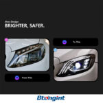 For 2015–2021 Mercedes-Benz C-Class W205 Headlight Assembly – Maybach-Style 3-Bar LED DRL with Projector Lens