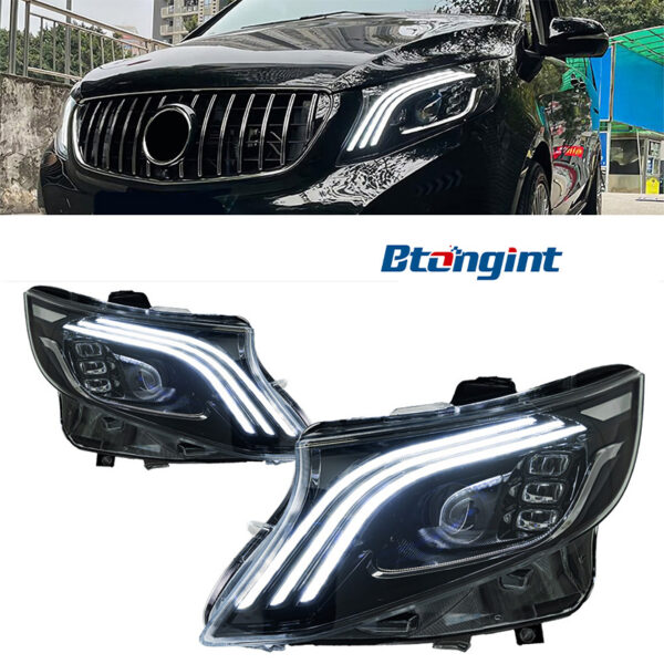For 2016-2023 Mercedes-Benz Vito W447 headlight assembly – modified LED lens headlights, daytime running lights, turn signal lights