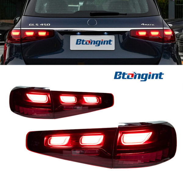 Aftermarket tail light assembly for 2019-2023 Mercedes-Benz GLE W167 with new dynamic LED daytime running lights and brake lights