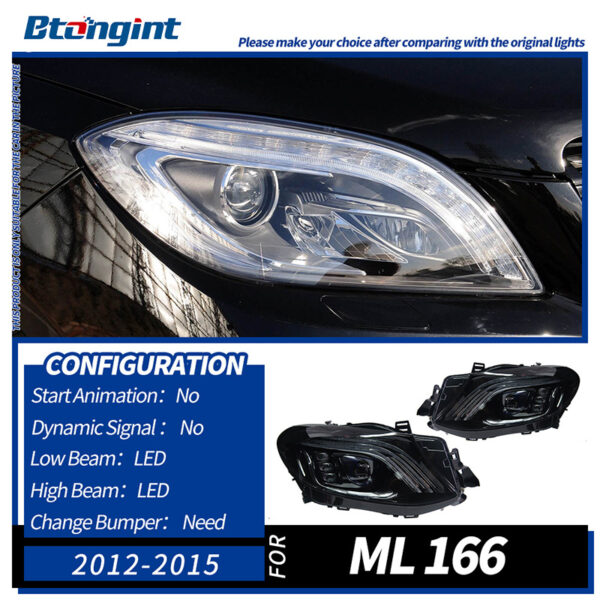For 2012-2015 Mercedes ML W166 Headlight Assembly LED Upgrade Maybach Style High Brightness Projector Lens US Version