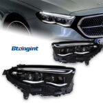 For Mercedes E-Class W214 Headlight Assembly Low-to-High Upgrade – LED DRL, Turn Signal, Bi-LED Dual Projector Lens, US Version`