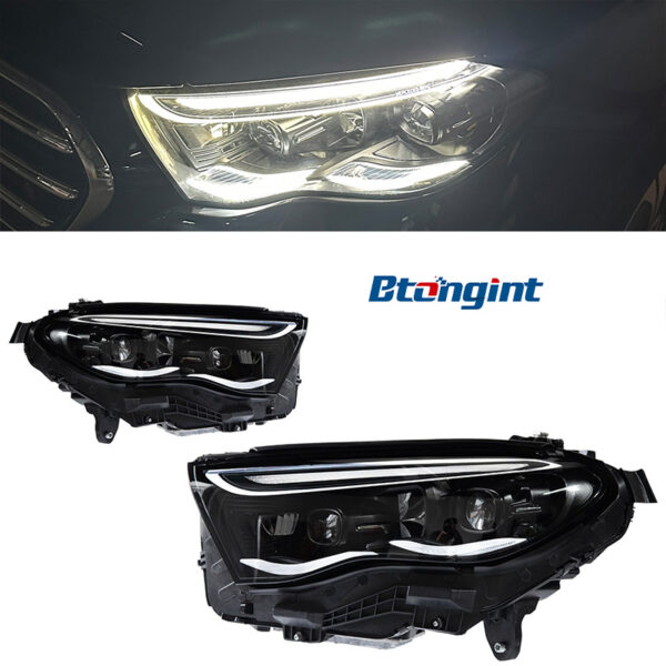 For Mercedes E-Class W214 Headlight Assembly Low-to-High Upgrade – LED DRL, Turn Signal, Bi-LED Dual Projector Lens, US Version`