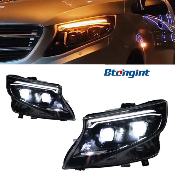 For 2016-2023 Mercedes-Benz Vito W447 Headlight Assembly – 2024 New Style LED Projector Headlights with LED DRL, Aftermarket Front Lamp Upgrade