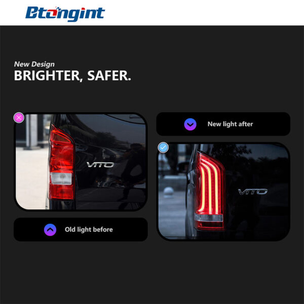 For Mercedes-Benz Vito V250 V260 W447 Tail Light Assembly Upgrade – Full LED Running Light & Sequential Turn Signal Rear Lamp, Cross-border Aftermarket Taillight